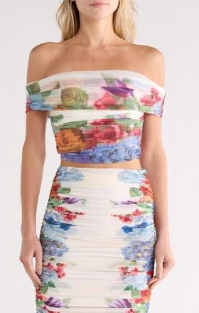 Alice & Olivia Isadola Folded Off the Shoulder Top in Garden Brunch Off White at Nordstrom Rack, Size X-Small