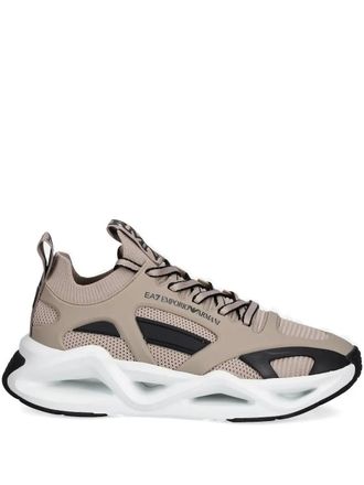 Emporio Armani knitted-panelled sneakers - men - Fabric/Rubber/Polyurethane/Fabric - 9.5 - Neutrals