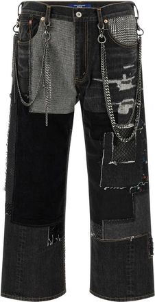 Junya Watanabe Patchwork Wijde Jeans - Heren - Loose Fit Jeans - Zwart - XL - Katoen - Jeans
