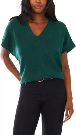 Vince Camuto V-Neck Short Sleeve Boxy Sweater in Wise at Nordstrom, Size X-Small