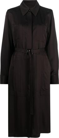 Jil Sander single-breasted belted-waist coat - women - Viscose/Spandex/Elastane/Viscose - 38 - Brown