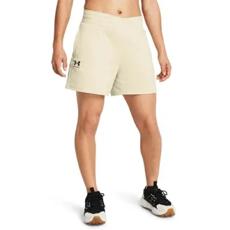 Under Armour Rival Terry Shorts Womens Beige Crossover Waist Athletic GBO3456