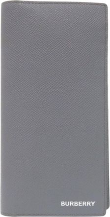 Burberry Gray Leather Long Wallet (Bi-Fold) (Pre-Owned)