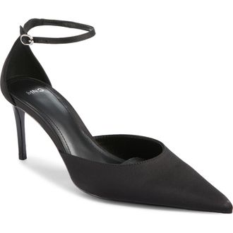 Mango Satin Court Pump in Black at Nordstrom, Size 6.5Us