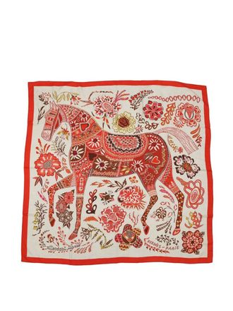 Herm&egrave;s Foulard 140 En Attendant Ulysse in cashmere misto seta 2021 - Marrone