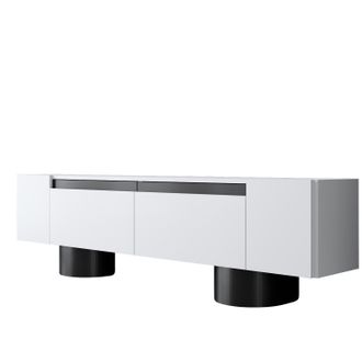 Asir Group LLC Mueble Tv, Mesa Tv, Mueble Bajo. Stand Blanco Negro