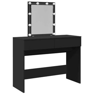 Berkfield Home Dressing Table with LED Black 100x40x130 cm | Size: 100 x 40 x 130 cm