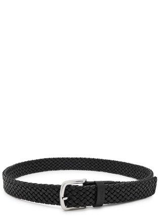 BOSS Boss Sash Braided Leather Belt - Black - 85 (XS)