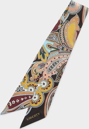 Liberty Womens Paisley fanfare narrow pure silk scarf Made with Liberty Fabric
