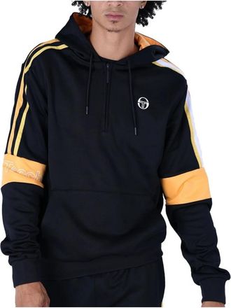 Sergio Tacchini Logo Cross Hoodie - Zwart - Heren - Hoodies - Zwart - M - Katoen - Hoodies & sweatvesten