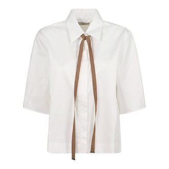 Herno Shirts, female, White, Size: M Popeline Shirt with Grosgrain Detail