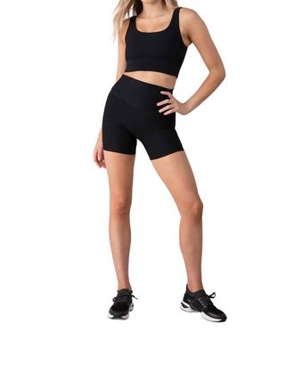 Bloch 5 Ribbed Biker Shorts In Ebony