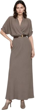 Kocca Kleedjes, Dames, Grijs, XS, Maxi Jurk met Overlap