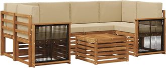 vidaXL Conjunto De Sof&aacute;s De Exterior 7 Uds. Natural Y Beige Vidaxl