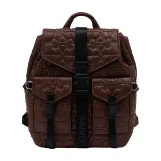 Ganni Womens Quilted Synthetic Backpack Brown