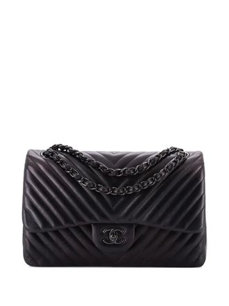 Chanel So Black Classic Double Flap Bag Chevron Lambskin Jumbo crossbody bag - Nero