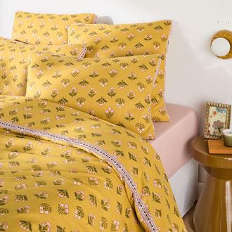 La Redoute Interieurs Dekbedovertrek in gewassen katoen, bloemenprint, VANDI OCRE