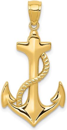 Diamond2Deal 14k Yellow Gold Polished Anchor Rope Pendant