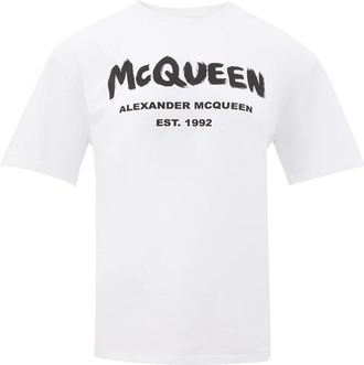 Alexander McQueen Witte Tee Mc Queen Stijl - Dames - T-shirts - Wit - 2XS - Katoen - Tops
