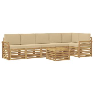vidaXL Conjunto De Sof&aacute;s De Exterior 7 Uds. Y Beige Poli&eacute;ster Vidaxl