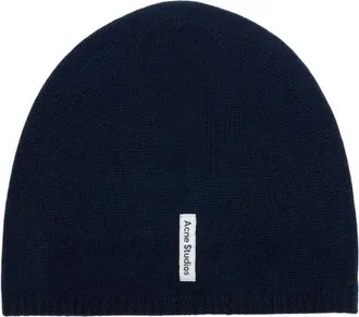 Acne Studios Accessoires, unisex, Blauw, ONE Size, Kasjmier, Ribbed Knit Beanie