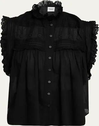 Isabel Marant Dersia Embroidered Voile Top