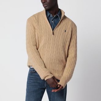 Polo Ralph Lauren Camel cable-knit sweater in wool and cashmere