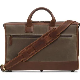Korchmar Sawyer Slim Waxed Canvas Briefcase in Olive at Nordstrom