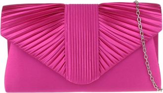 Girly HandBags Womens Pleated Satin Clutch Bag Medium Dark Rose