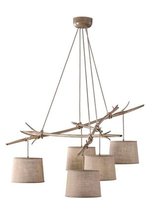 Mantra L&aacute;mpara Rustica Natural De 5 Luces Sabina Imitaci&oacute;n Madera Novedad Mantra