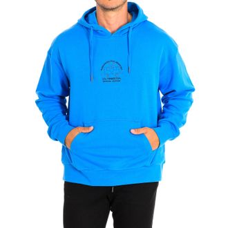 La Martina La Martina TMF603-FP533 Mens Hoodie - Blue Cotton - Size Small