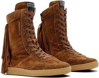 AllSaints Louise Fringe High Top Sneaker in Tan Brown at Nordstrom, Size 10Us