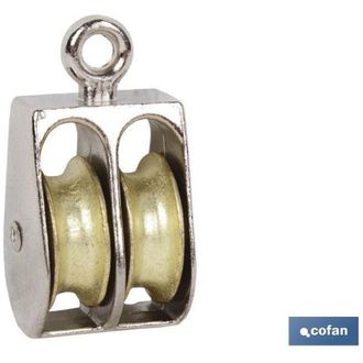 cofan Polea Doble Fija Niquelada (&oslash;40 Mm) Caja 10 Unid., Poleas Dobles Fijas. Poleas De Doble Roldana Con Medidas De Di&aacute;metro Desde 12 Hasta 40 Mm. - Cofan