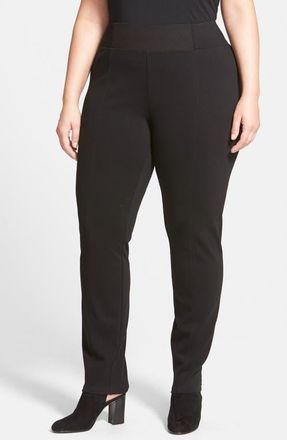 Eileen Fisher Slim Knit Pants with Yoke Detail in Black at Nordstrom, Size 1X