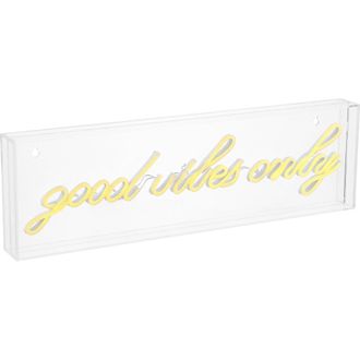 Jonathan Y Designs Good Vibes Only 20 X 6 Contemporary Glam Acrylic Box USB Operated LED Neon Light, Yellow at Nordstrom