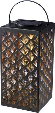 Glitzhome Square Textured Glass Pattern Solar Powered Hanging Lantern with LED Light in Black at Nordstrom, Size Medium