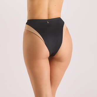 Lounge Monaco High-Waisted Brazilian Bikini Briefs - Black - XS