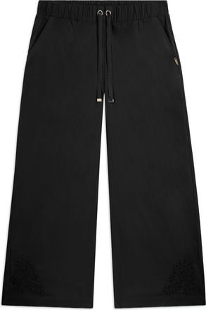 Freddy Pantaloni Cropped con Ricamo Floreale al Fondo