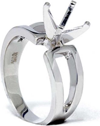 Pompeii3 Contemporary Solitaire Engagement 14K White Gold Ring Setting Size Selectable