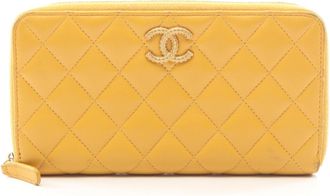 Chanel Yellow Leather Long Wallet (Bi-Fold) (Pre-Owned)