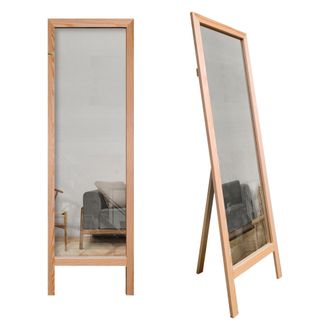 Dmora Espejo Crea, Forma Rectangular, Tipo De Suelo, Estructura Transparente, 45x145h Cm Roble Marr&oacute;n