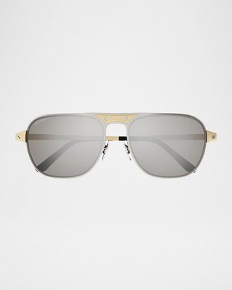 Cartier Men & apos;s CT0532SM Metal Aviator Sunglasses