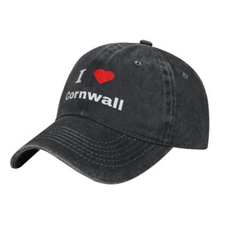 Generic Hat I Love Cornwall Golf Cap Adjustable Baseball Hat Washed Sandwich Hats for Outdoor Running Hiking