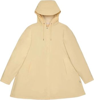 Rains A-lijn Trapezium Jas met capuchon - Dames - Regenjassen - Beige - XS - Polyester - Jassen