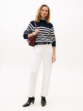 Tommy Hilfiger Womens High-Rise Modern Wide Leg Jean - White - 10