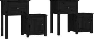 vidaXL Bedside Cabinet 2 pcs Black 79.5x38x65.5 cm Solid Wood Pine Vidaxl