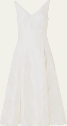 Akris Lacquered Sea Faille Sleeveless Midi Dress