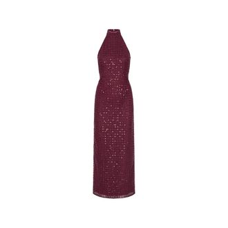 Rotate Beaded Maxi Dress In Bordeaux