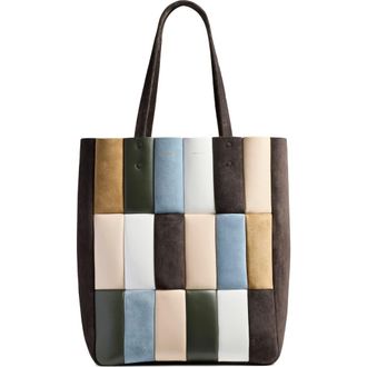 Khaite Zoe Patchwork Panel Suede & Leather Tote in Dark Brown Multi at Nordstrom