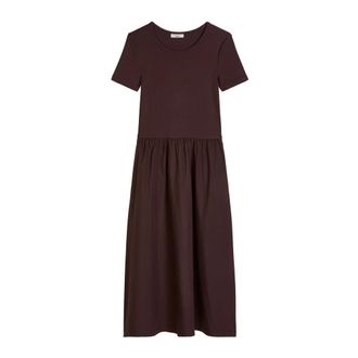 Marc O'Polo Jersey Jurk - Dames - Casual kleedjes - Bruin - M - Katoen - Kleedjes